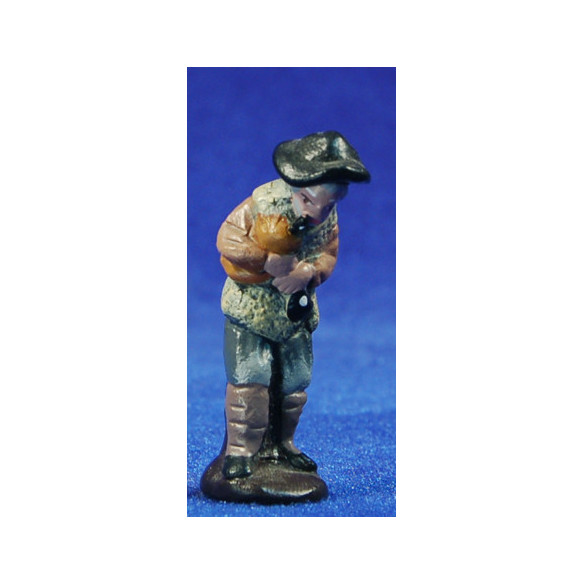 Pastor músico con gaita 5 cm barro pintado Figuralia