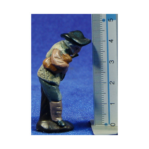 Pastor músico con gaita 5 cm barro pintado Figuralia