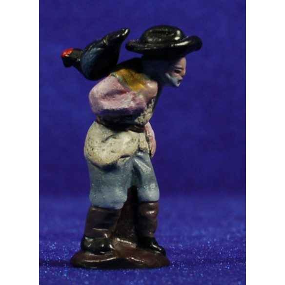 Pastor con pavo 5 cm barro pintado Figuralia
