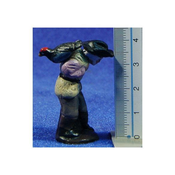 Pastor con pavo 5 cm barro pintado Figuralia