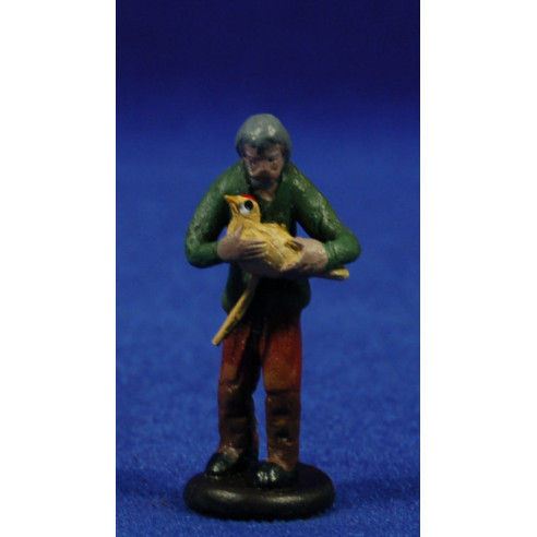 Pastor con gallina 5 cm barro pintado Figuralia