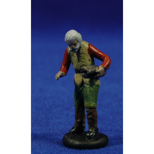Shepherd with beam wood 5 cm clay painted Figuralia