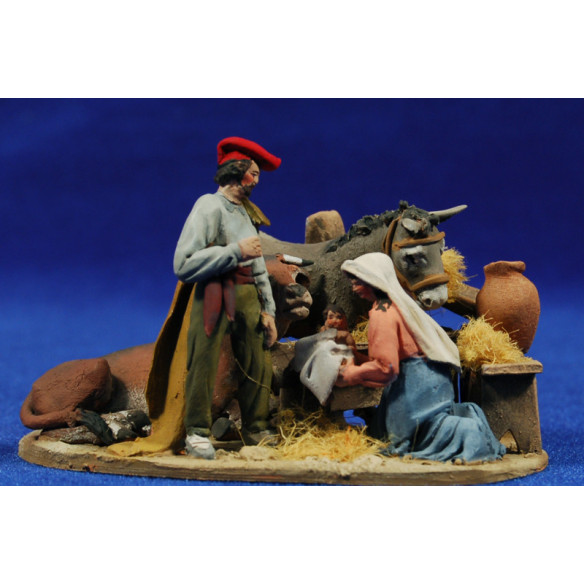 Natività catalano M2 5,5 cm terracotta dipinte De Francesco