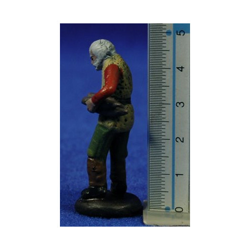Shepherd with beam wood 5 cm clay painted Figuralia