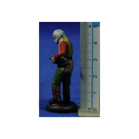 Shepherd with beam wood 5 cm clay painted Figuralia