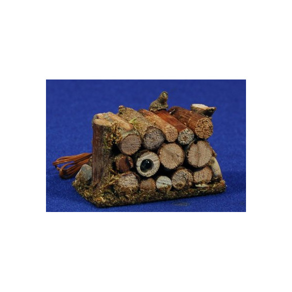 Tronchi con luce LED 4x6,5 cm legno