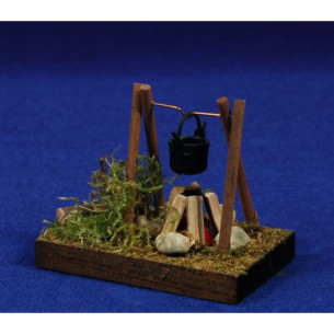 Falò con portabatteria 6x8 cm legno