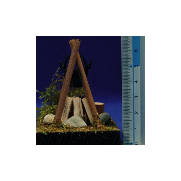 Falò con portabatteria 6x8 cm legno