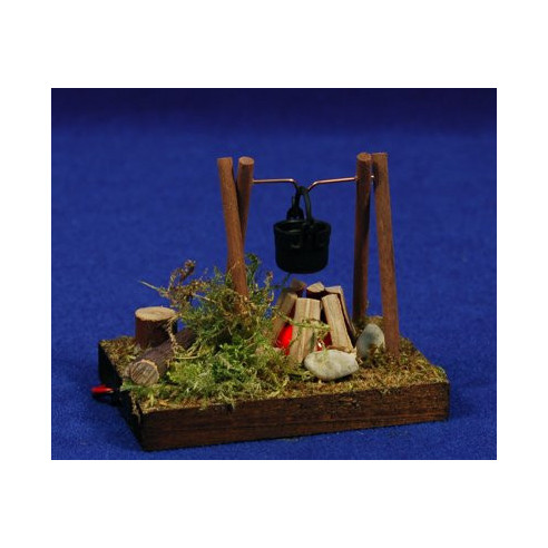 Falò con portabatteria 6x8 cm legno
