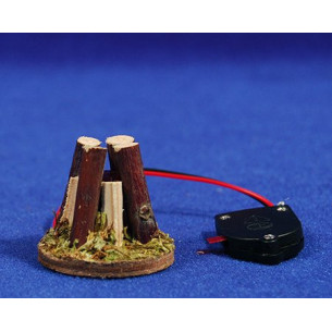 Falò tronchi batteria C2032 3,5 cm legno