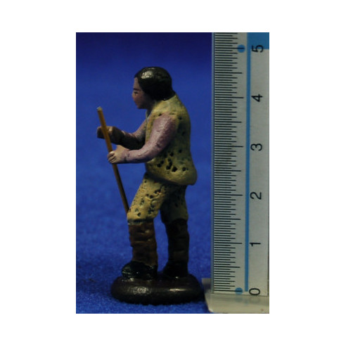 Pastor con bastón 5 cm barro pintado Figuralia