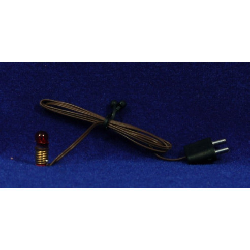 Bulb E5,5 red light with cable 1 cm glass