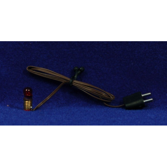 Bulb E5,5 red light with cable 1 cm glass