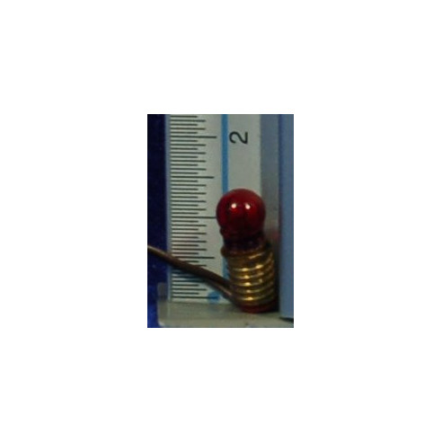 Bulb E5,5 red light with cable 1 cm glass