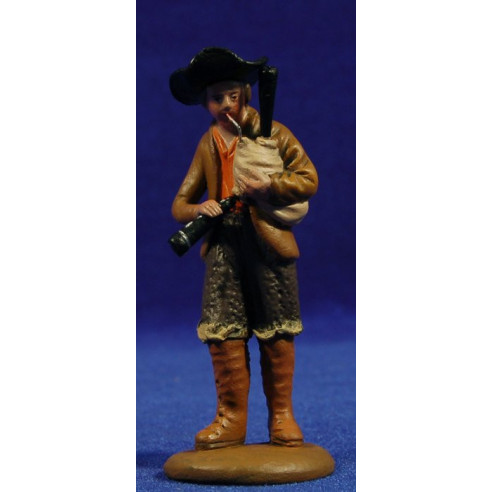 Pastor músico con gaita 9 cm barro pintado Figuralia
