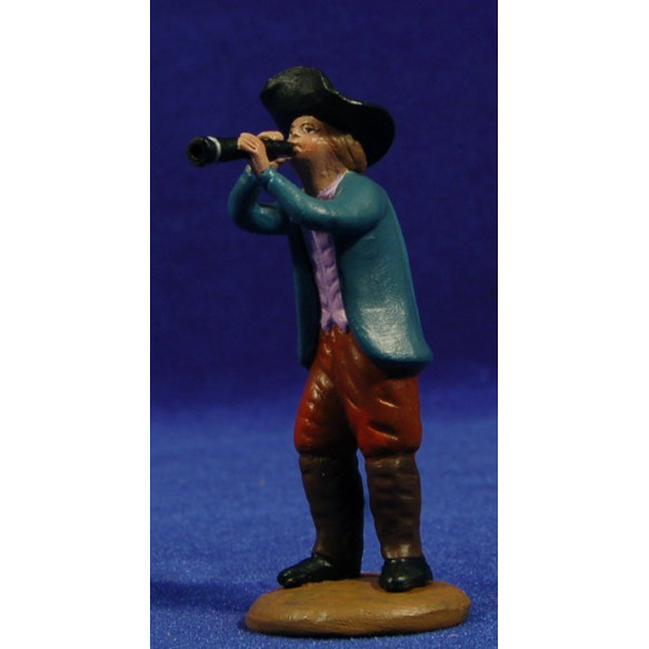 Pastor músico con flauta 9 cm barro pintado Figuralia