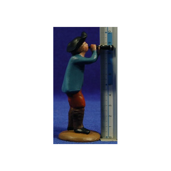 Pastor músico con flauta 9 cm barro pintado Figuralia