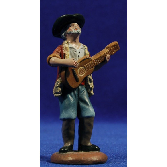 Shepherd with guitar 9 cm clay painted Figuralia