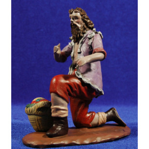 Pastore adorando con cesto di frutta 18 cm  terracotta dipinte Figuralia