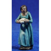 Pastora con pan 5 cm barro pintado Figuralia