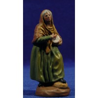 Pastora músico con zambomba 9 cm barro pintado Figuralia