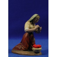 Pastora adorando con cesto 16 cm barro pintado Figuralia