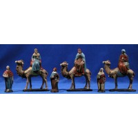 Reyes a camello 9 cm barro pintado Figuralia