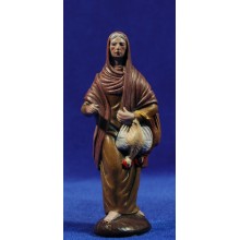 Pastora con gallina 12 cm barro pintado Figuralia