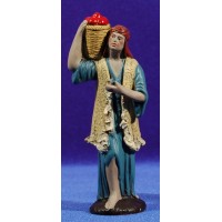 Pastor con cesto 12 cm barro pintado Figuralia