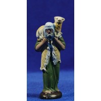 Pastor anciano con cordero 7 cm barro pintado Figuralia