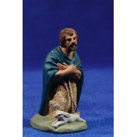 Pastor adorando con conejo 7 cm barro pintado Daniel