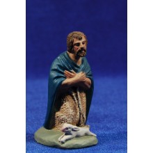 Pastor adorando con conejo 7 cm barro pintado Daniel