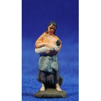 Pastora con niño 3 cm barro pintado