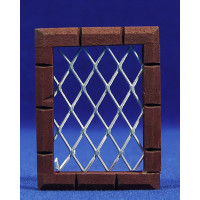 Ventana con reja cuadrada 7 cm madera metal