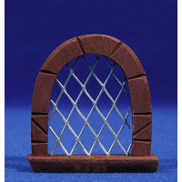 Ventana con reja redonda 7 cm madera metal