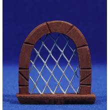 Ventana con reja redonda 7 cm madera metal