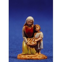 Pastora y niña adorando 3,5 cm plástico Moranduzzo - Landi estilo 700