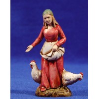 Pastora con gallinas 10 cm plástico Moranduzzo - Landi estilo 700