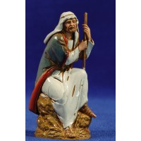 Pastor sentado con bastón 10 cm plástico Moranduzzo - Landi estilo ebraico