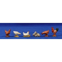 Grupo gallinas, gallo y conejo 10 cm plástico Moranduzzo - Landi