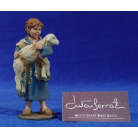 Niño con cordero adorando 20 cm resina Montserrat Ribes