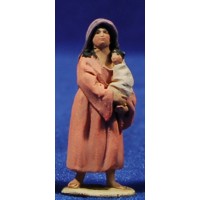 Pastora con niño 4 cm barro pintado De Francesco