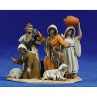 Grupo pastores 4 cm barro pintado De Francesco