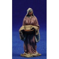 Pastora con bandeja con ropa 5,5 cm barro pintado De Francesco