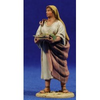 Pastora con bandeja 10 cm barro pintado De Francesco