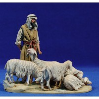 Pastor con 5 corderos 10 cm barro pintado De Francesco