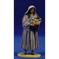 Pastora con niño en brazos 10 cm barro pintado De Francesco