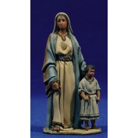 Pastora con niño 10 cm barro pintado De Francesco