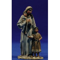 Pastora con dos niño 10 cm barro pintado De Francesco