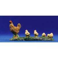 Gallina con pollitos 10-12 cm resina